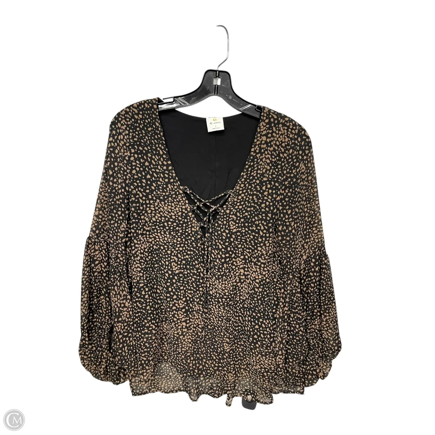 Top Long Sleeve By By Together In Black & Brown, Size: S