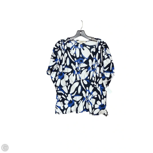 Top Short Sleeve By Loft In Blue & White, Size: Xl