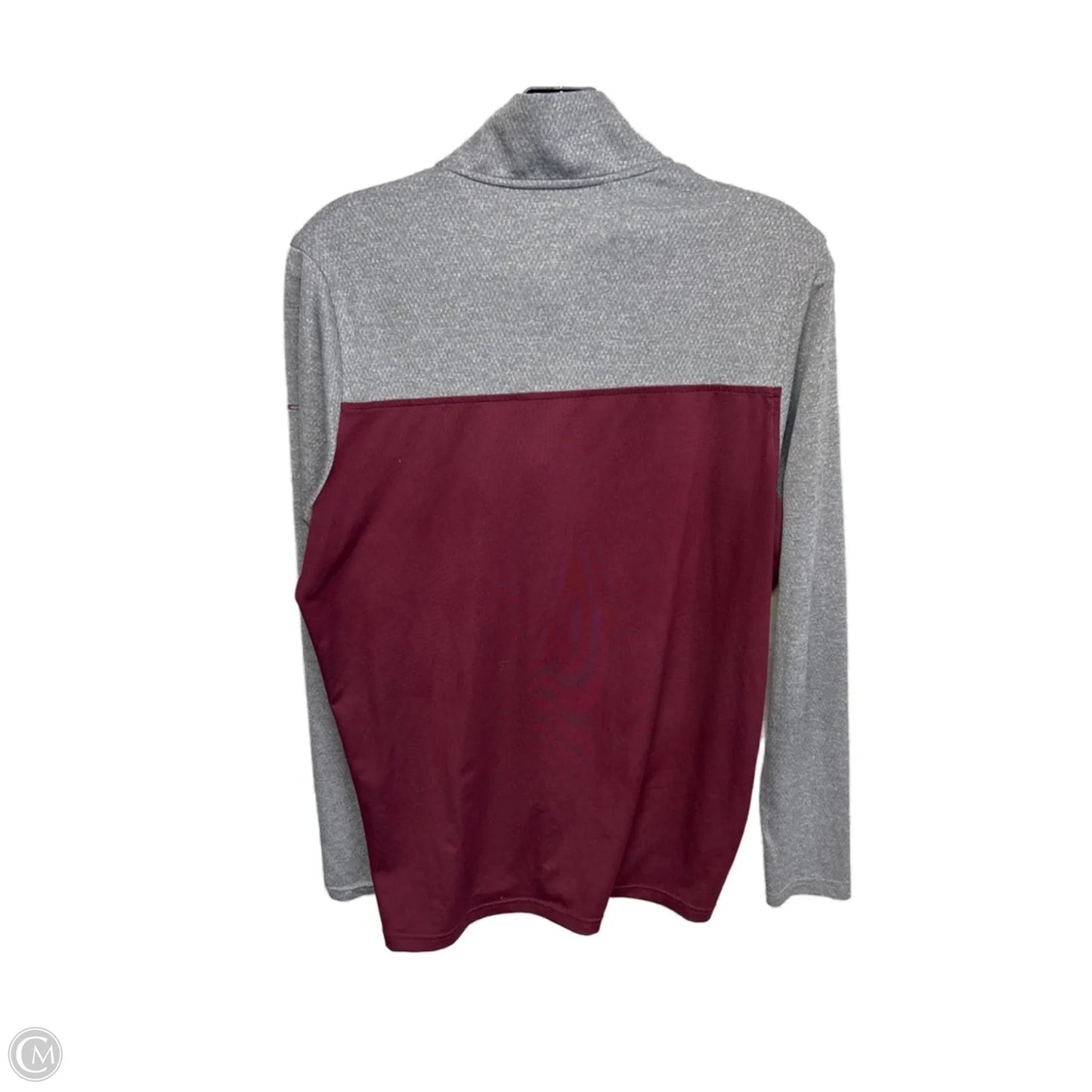 Athletic Top Long Sleeve Collar By Under Armour In Grey & Red, Size: L