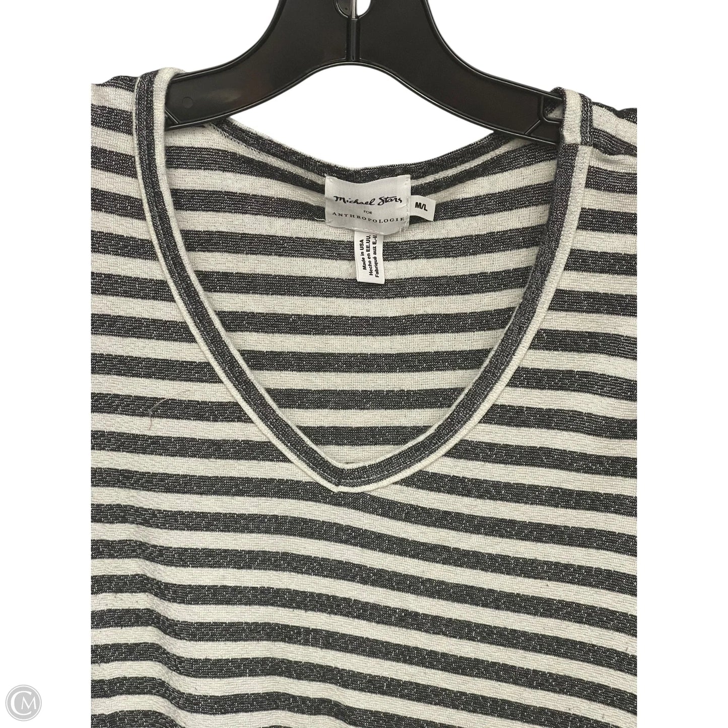 Top Long Sleeve By Michael Stars In Black & White, Size: M