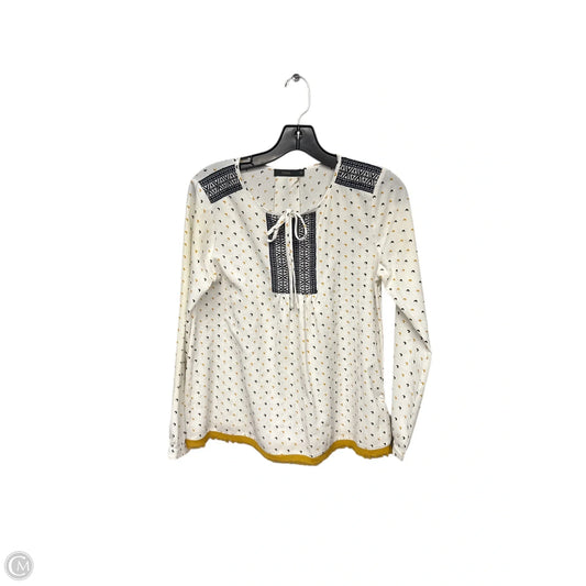 Top Long Sleeve By Thml In White & Yellow, Size: Xs