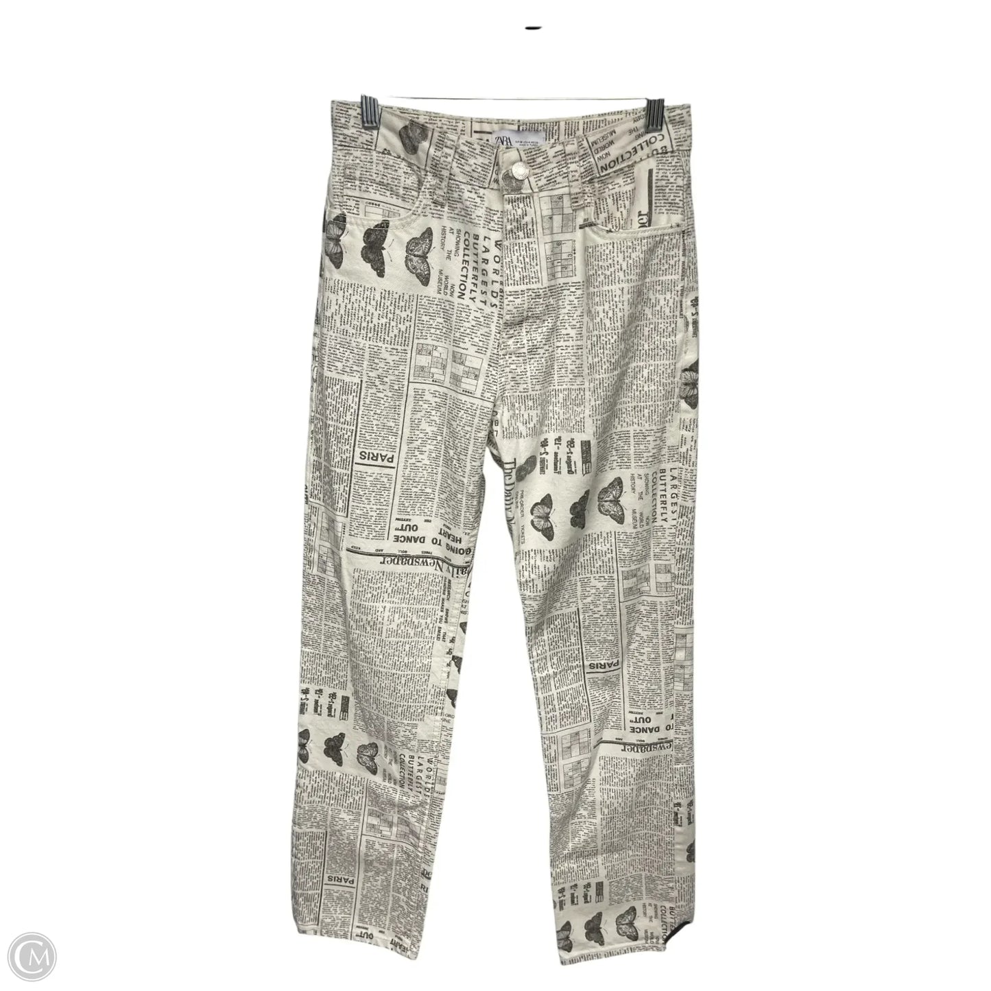 Jeans Straight By Zara In Black & White, Size: 4