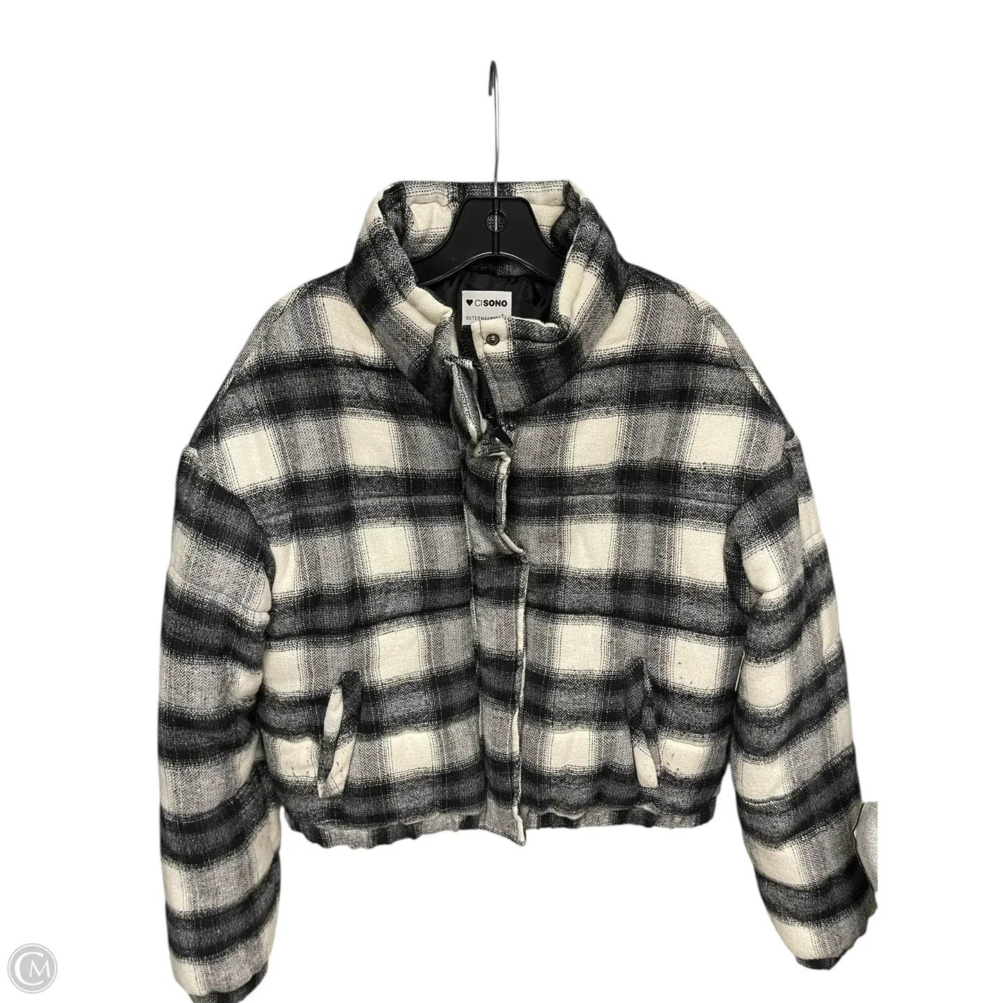 Jacket Puffer & Quilted By Ci Sono In Black & Cream, Size: L