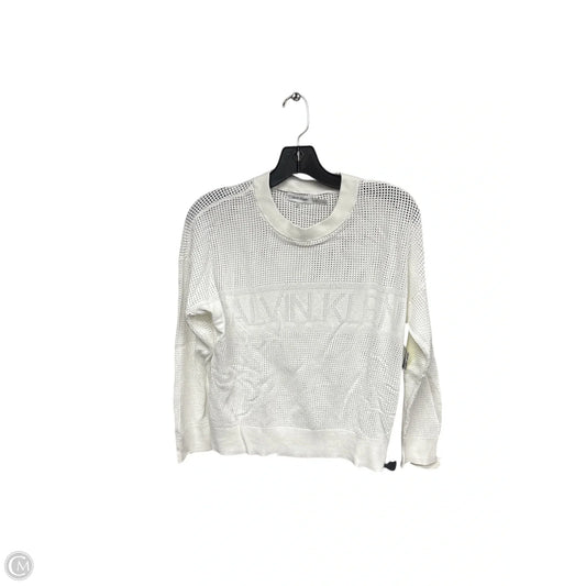 Top Long Sleeve By Calvin Klein In Ivory, Size: L
