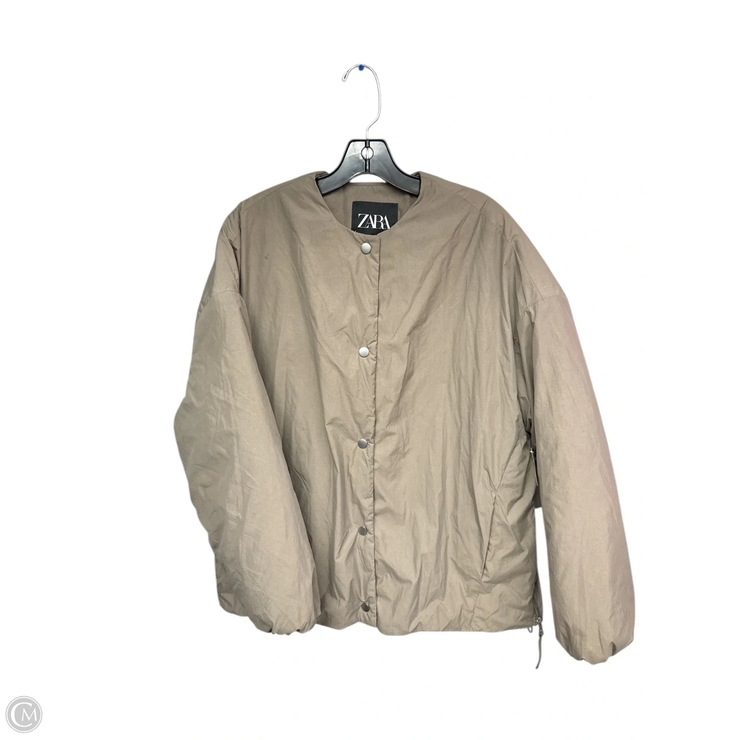 Jacket Puffer & Quilted By Zara In Taupe, Size: M