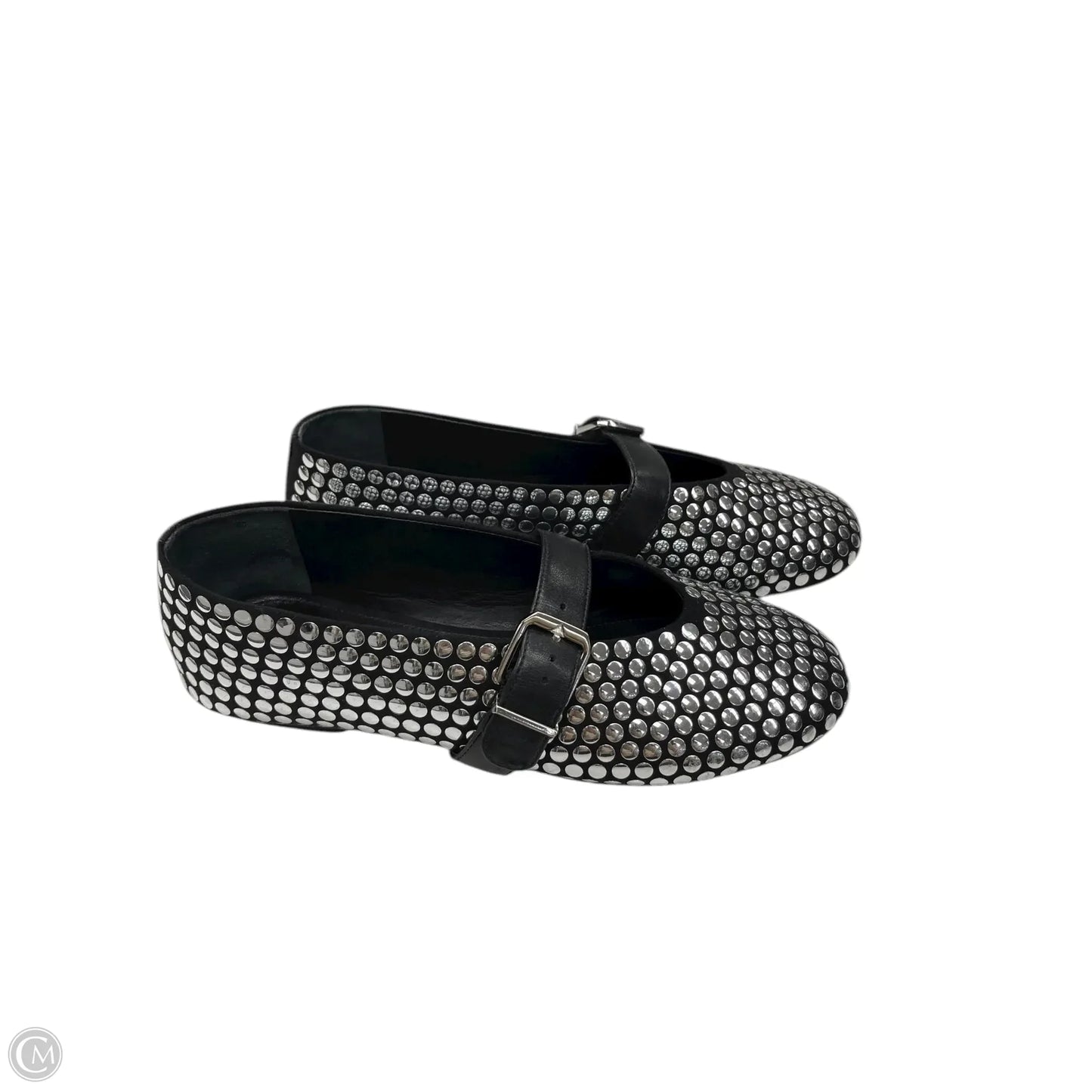 Shoes Flats By Schutz In Black & Silver, Size: 6.5