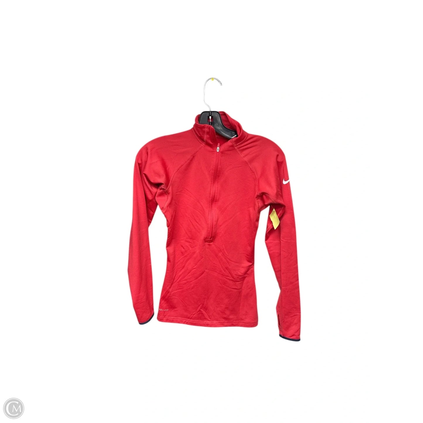 Athletic Top Long Sleeve Collar By Nike Apparel In Orange, Size: Xs