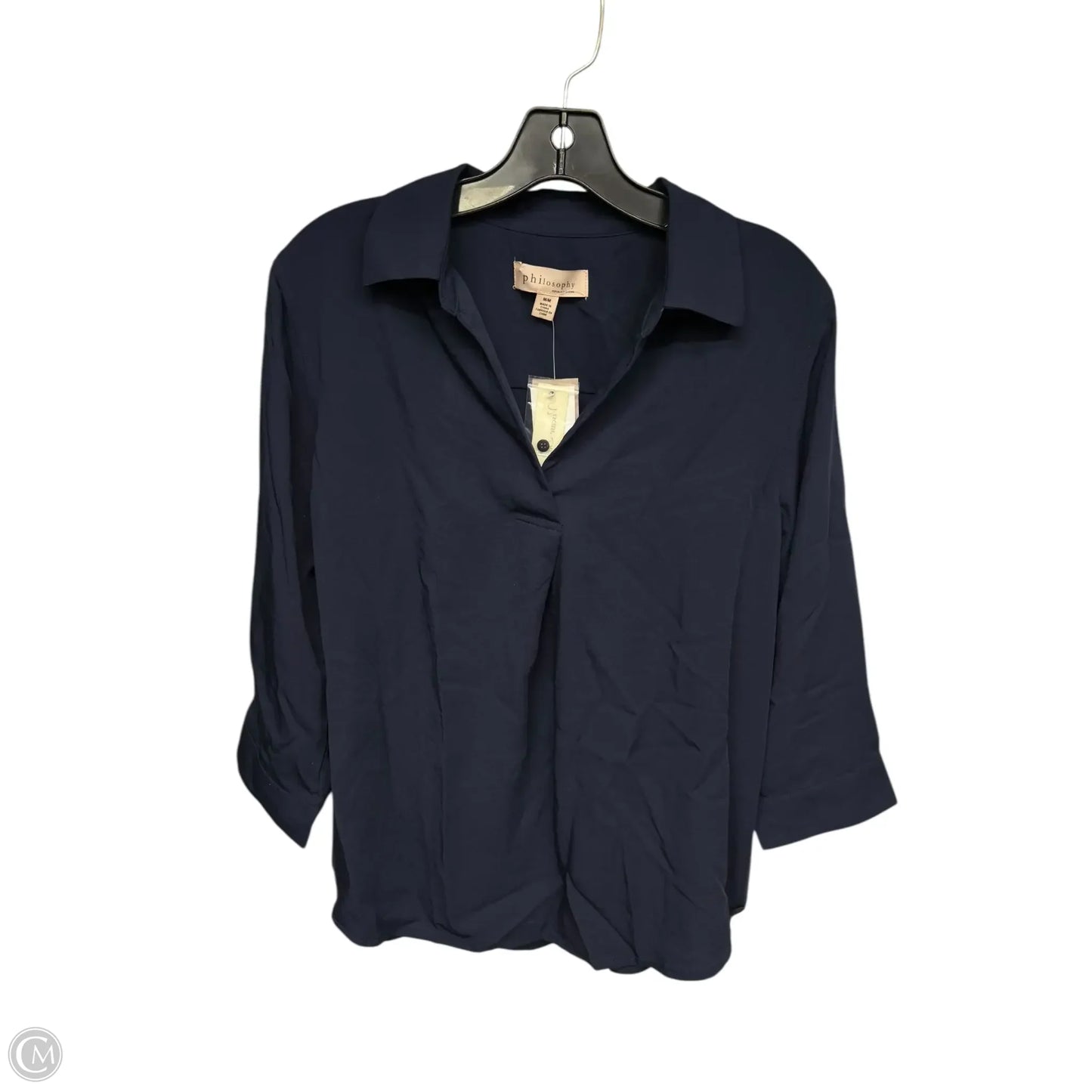Top 3/4 Sleeve By Philosophy In Navy, Size: M