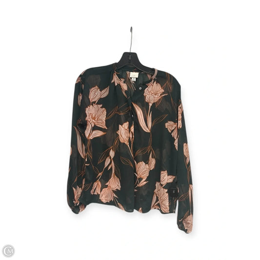 Top Long Sleeve By A New Day In Green & Orange, Size: Xs