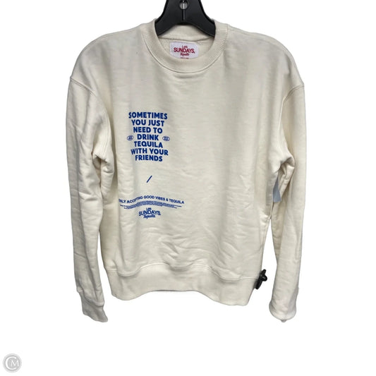 Sweatshirt Crewneck By Clothes Mentor In Cream, Size: S