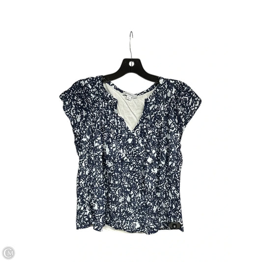 Top Short Sleeve By Evereve In Blue & White, Size: S