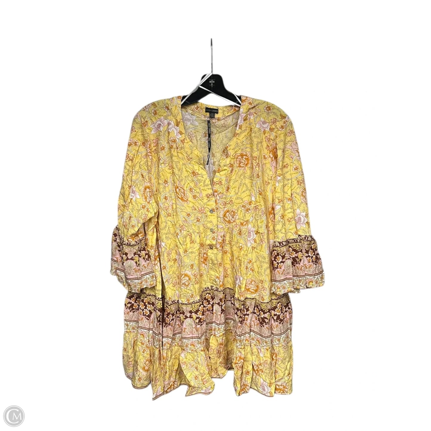 Tunic 3/4 Sleeve By Coco And Carmen In Yellow, Size: L