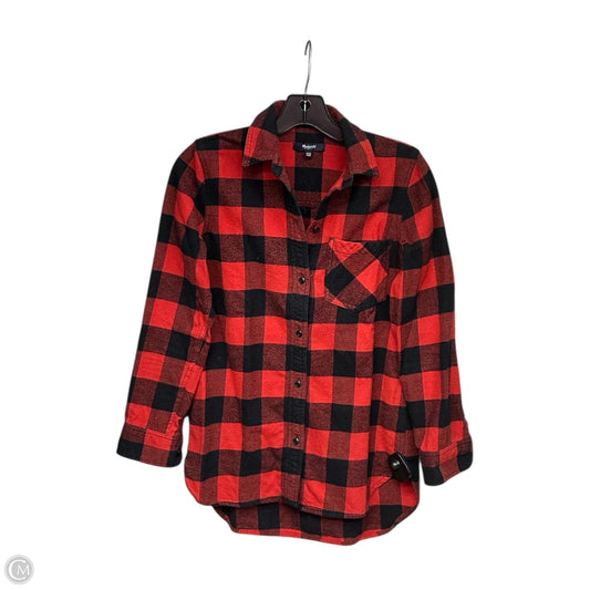 Top Long Sleeve By Madewell In Black & Red, Size: Xxs