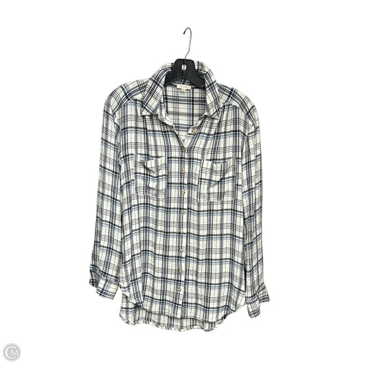 Top Long Sleeve By Pilcro In Blue & White, Size: S