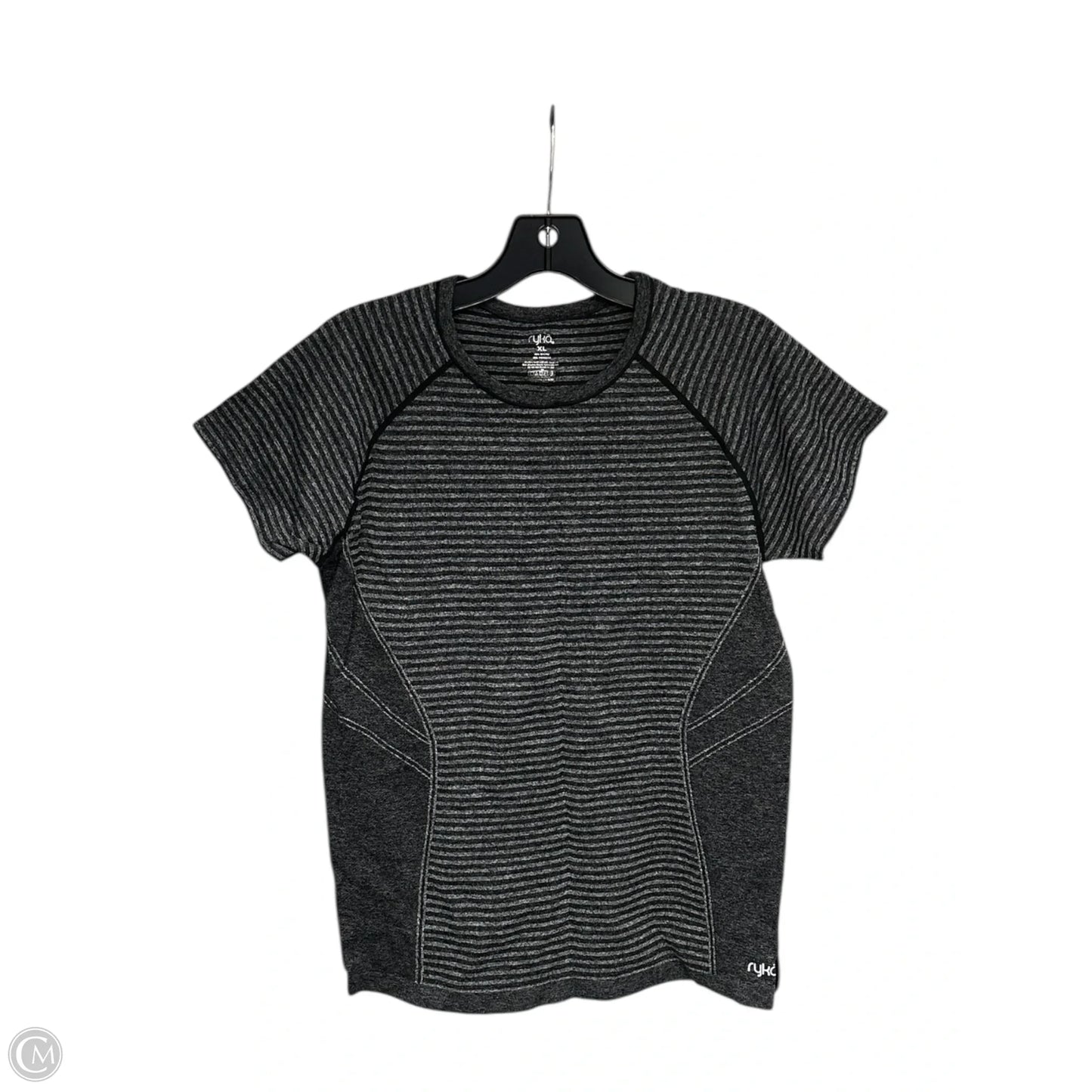 Athletic Top Short Sleeve By Ryka In Black & Grey, Size: Xl