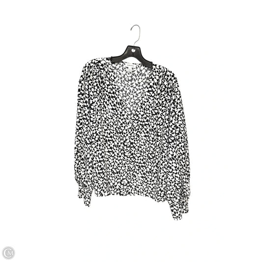 Top Long Sleeve By Nordstrom In Black & White, Size: L