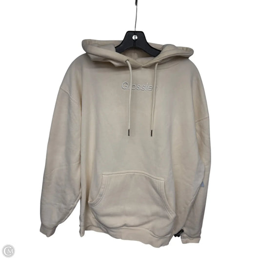 Sweatshirt Hoodie By Clothes Mentor In Cream, Size: L