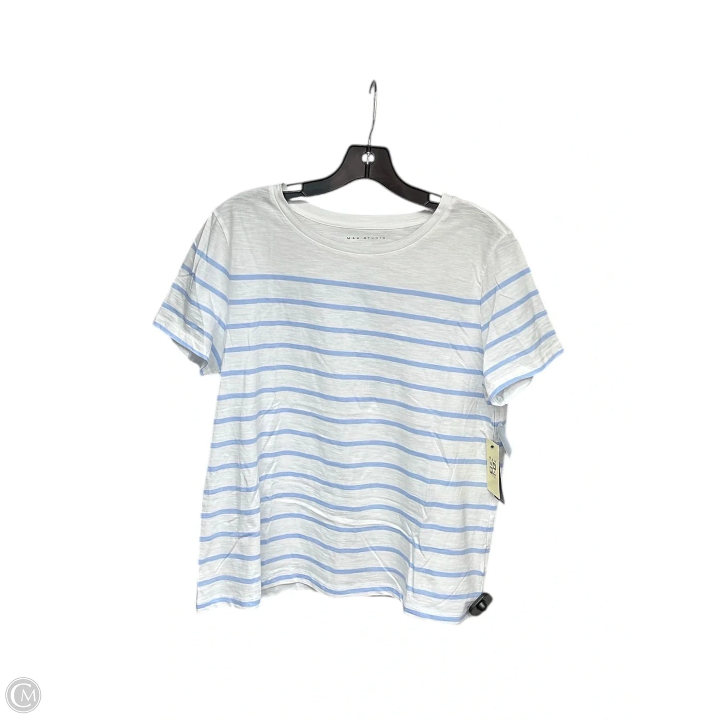 Top Short Sleeve By Max Studio In Blue & White, Size: L