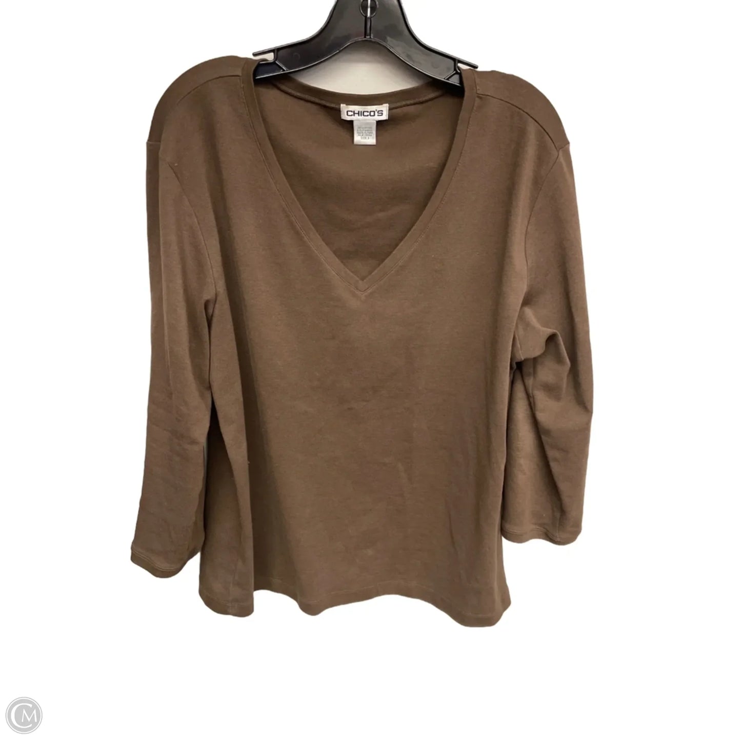 Top 3/4 Sleeve By Chicos In Brown, Size: Xl