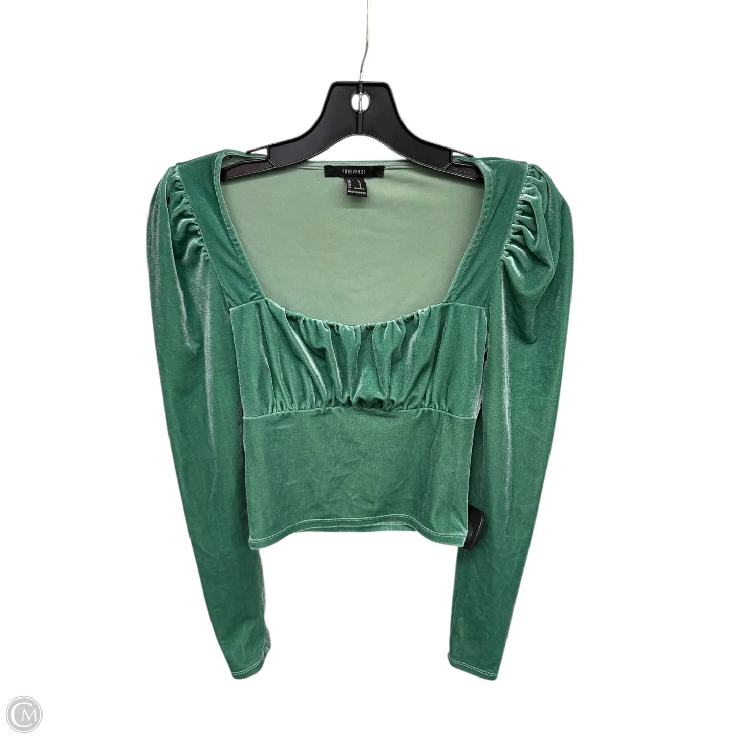 Top Long Sleeve By Forever 21 In Green, Size: S