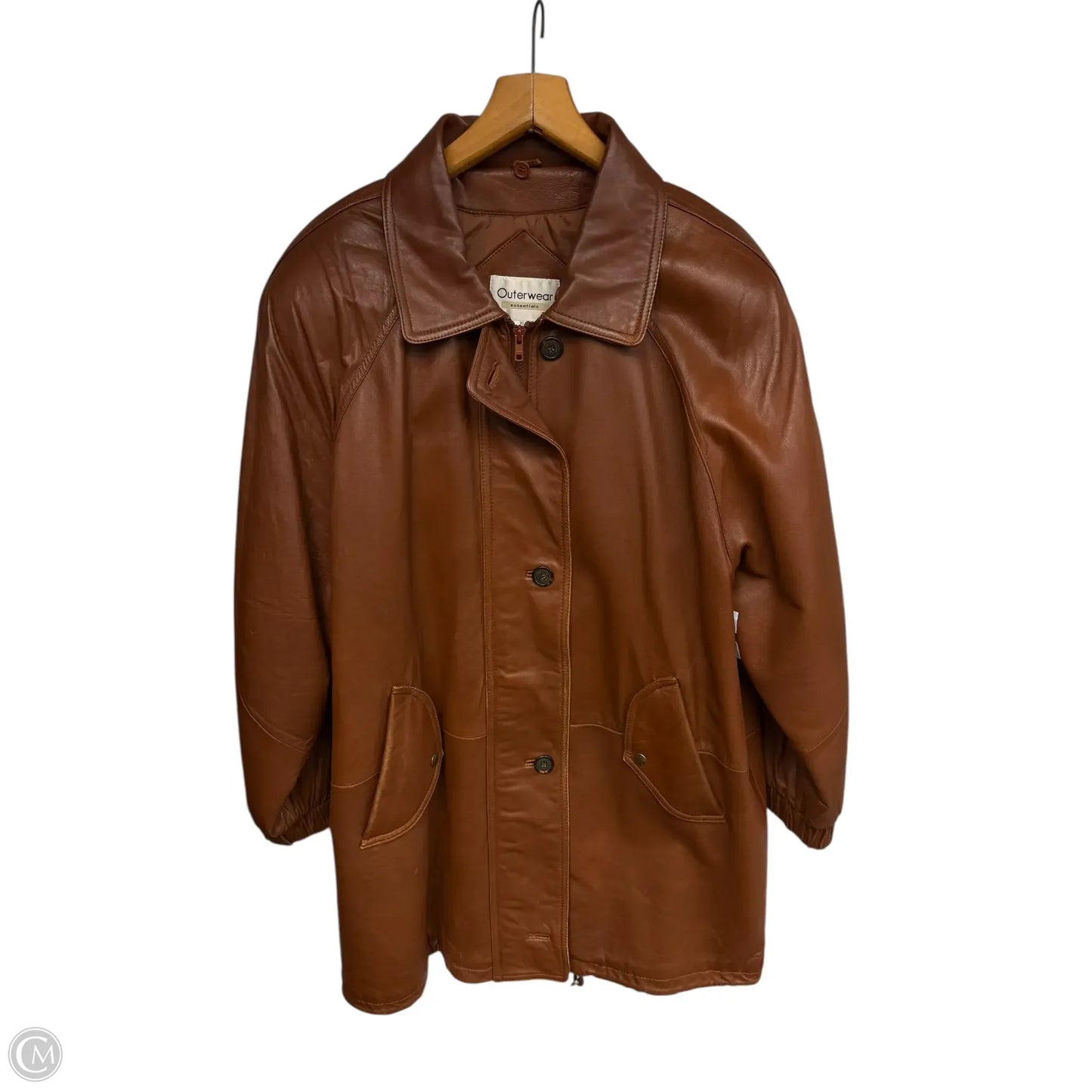 Jacket Leather By Outerwear Essentials In Brown, Size: Xl