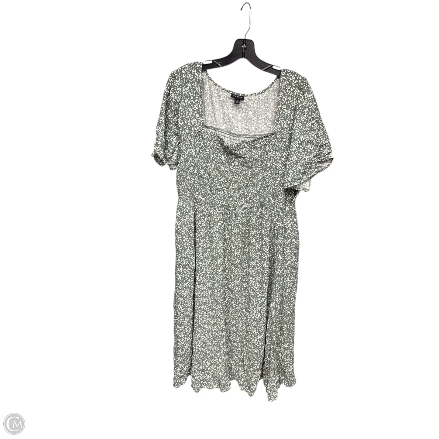 Dress Casual Midi By Torrid In Green & White, Size: 2x