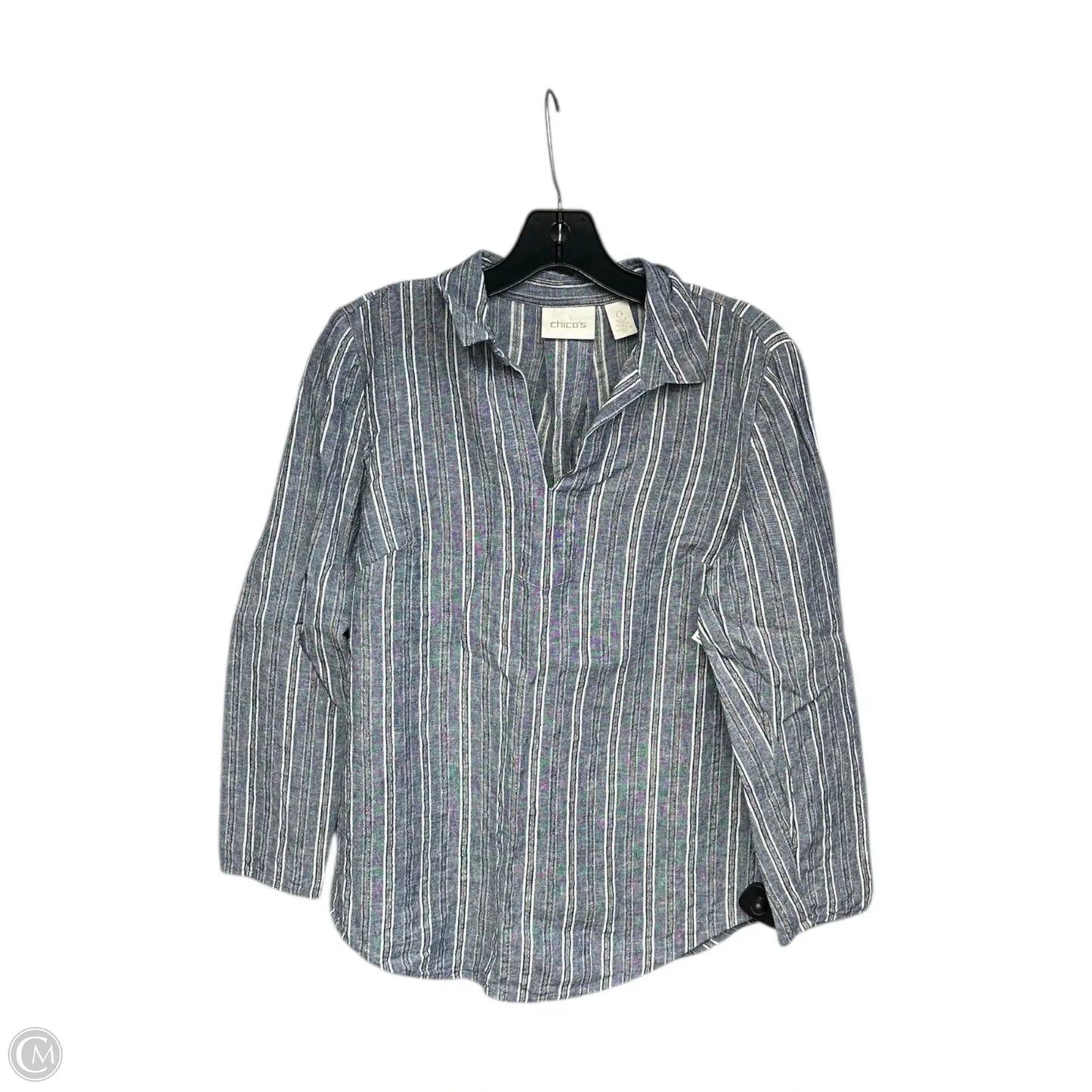 Top Long Sleeve By Chicos In Blue Denim, Size: S