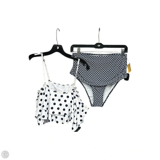 Swimsuit 2pc By Clothes Mentor In Blue & White, Size: L