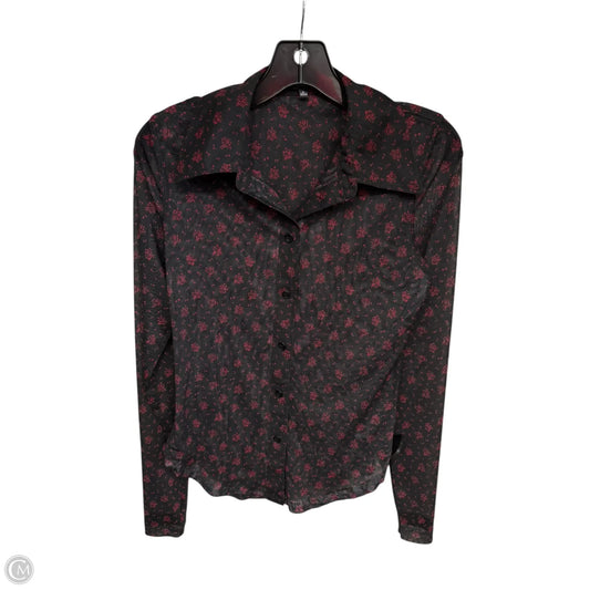 Top Long Sleeve By Madewell In Black & Red, Size: M