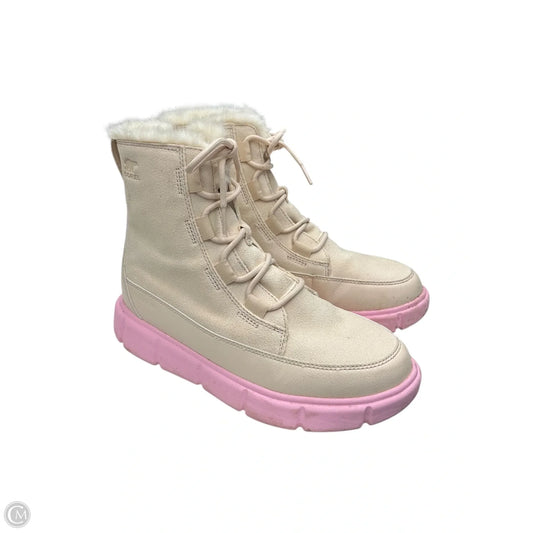 Boots Ankle Flats By Sorel In Cream & Pink, Size: 6
