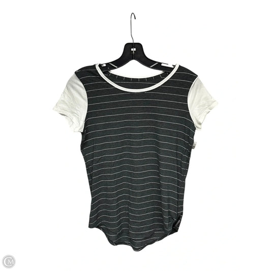 Athletic Top Short Sleeve By Lululemon In Grey & White, Size: S