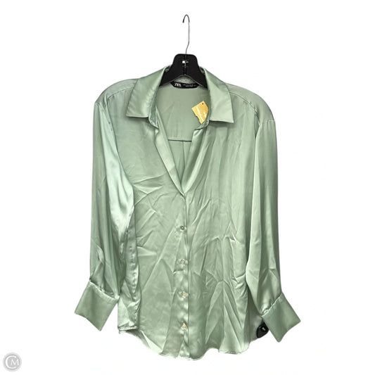Top Long Sleeve By Zara In Green, Size: S