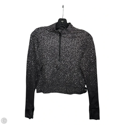 Athletic Top Long Sleeve Collar By Lululemon In Black & Grey, Size: 6