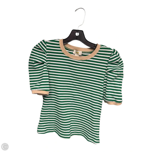 Top Short Sleeve By Maeve In Green & White, Size: M