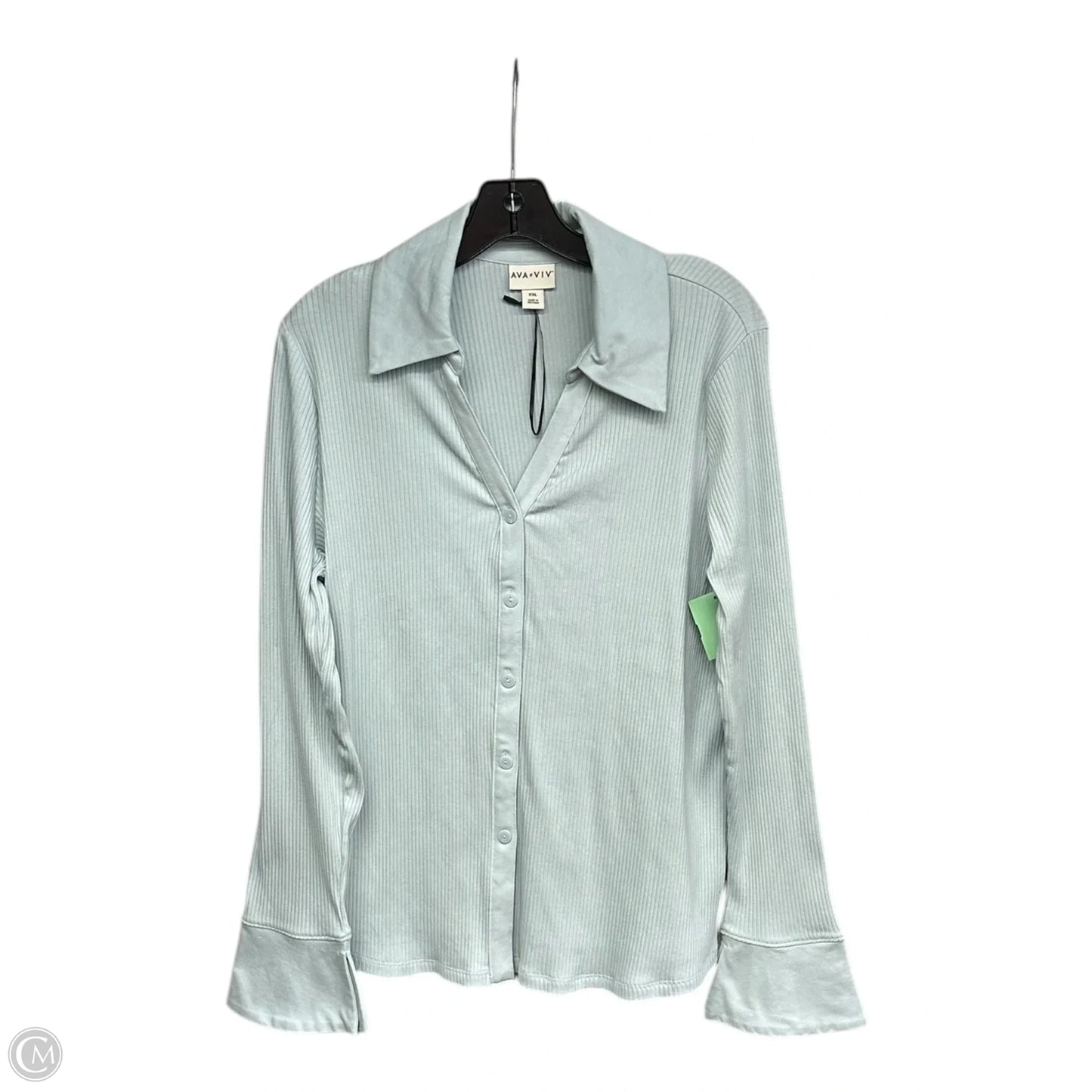 Top Long Sleeve By Ava & Viv In Blue, Size: Xxl