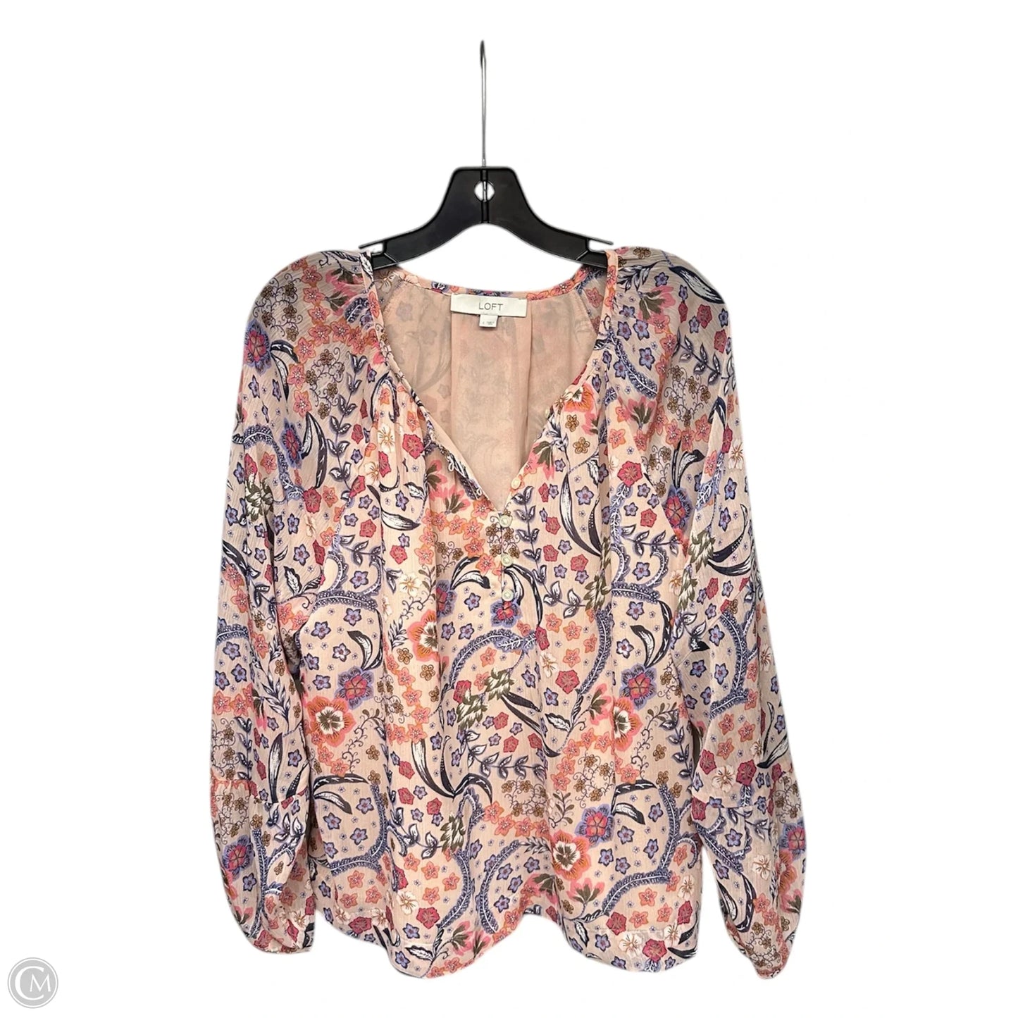 Top Long Sleeve By Loft In Floral Print, Size: L