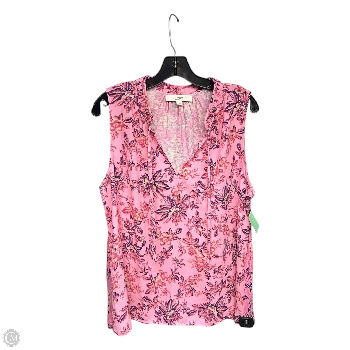 Top Sleeveless By Loft In Pink, Size: L