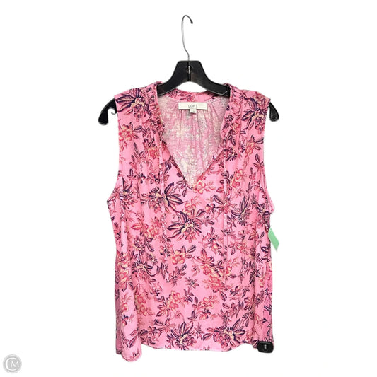 Top Sleeveless By Loft In Pink, Size: L