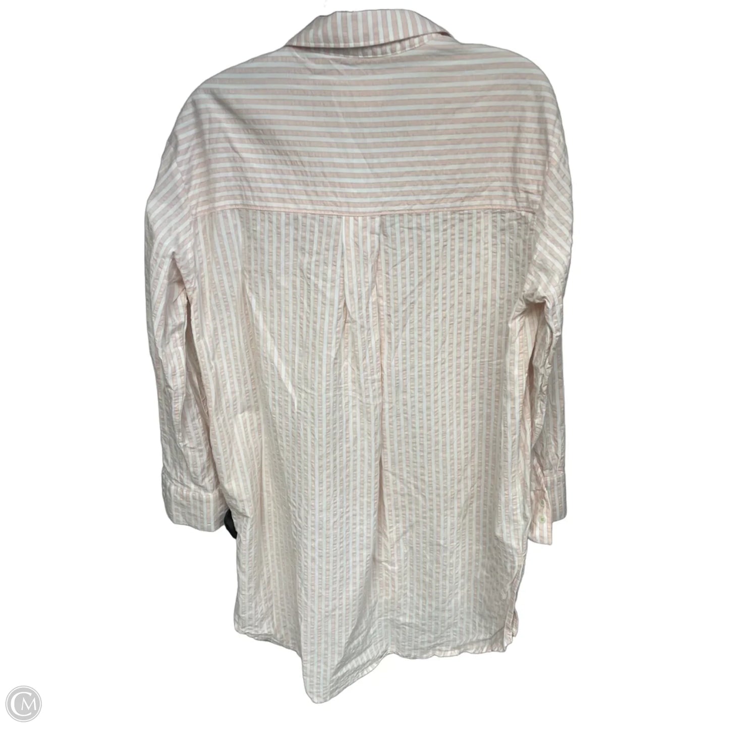 Top Long Sleeve By Anthropologie In Pink & White, Size: M