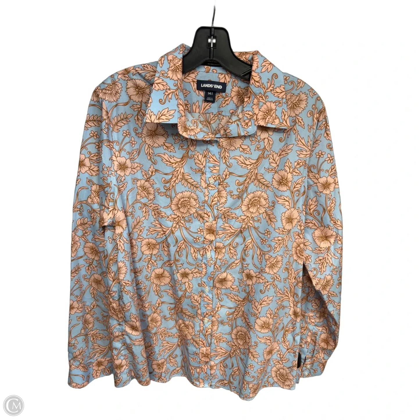 Top Long Sleeve By Lands End In Blue & Orange, Size: 14