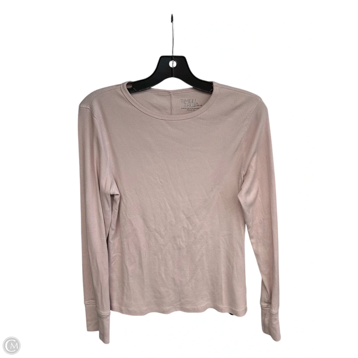 Top Long Sleeve Basic By Time And Tru In Pink, Size: L