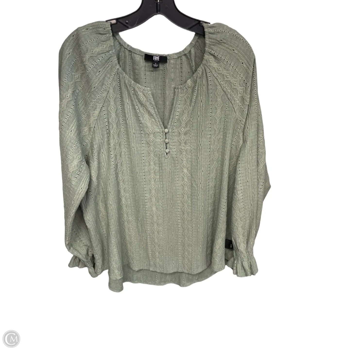 Top Long Sleeve Designer By Frye In Green, Size: L