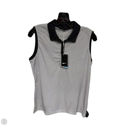Athletic Tank Top By Nike Apparel In Black & White, Size: L