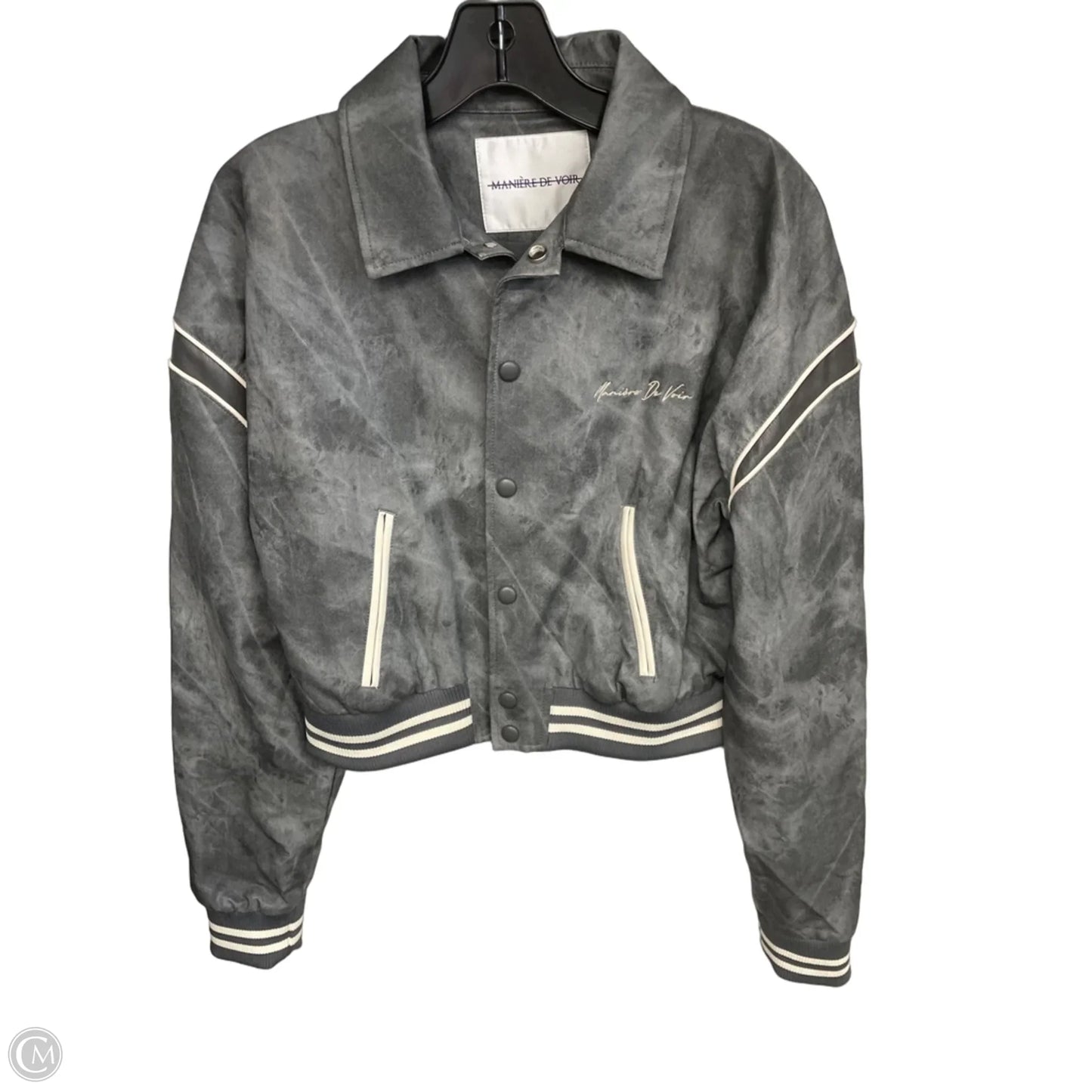 Jacket Moto By Clothes Mentor In Grey, Size: 8