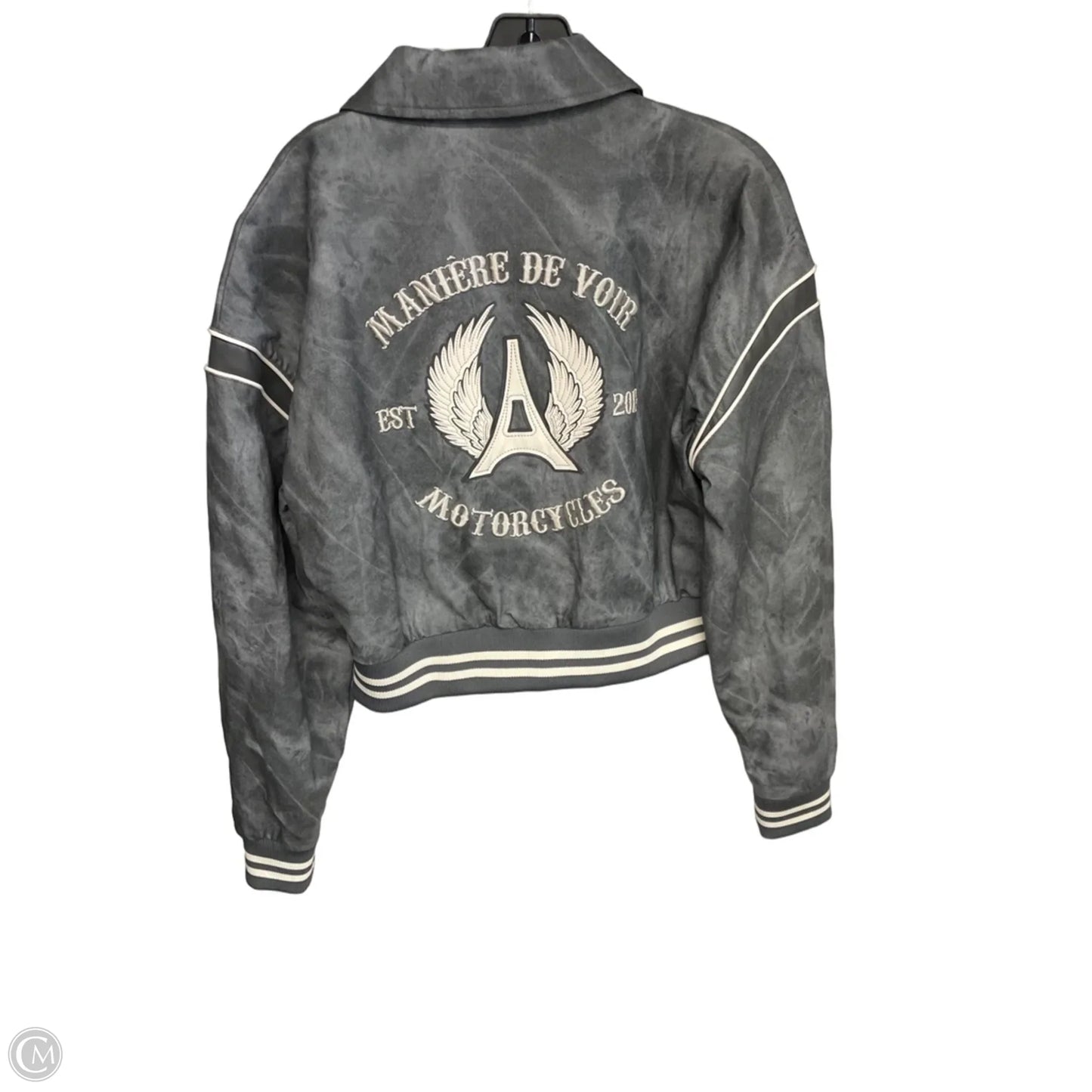 Jacket Moto By Clothes Mentor In Grey, Size: 8