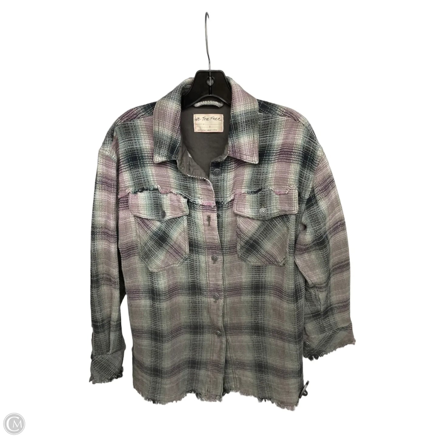 Jacket Shirt By We The Free In Green & Purple, Size: S