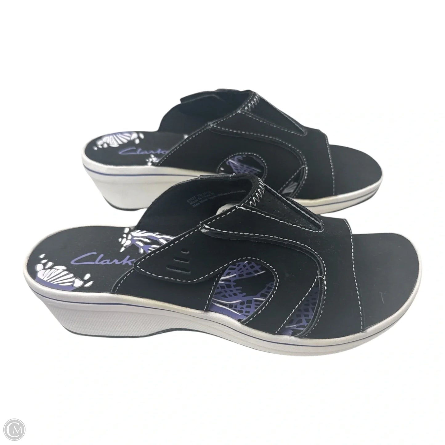 Shoes Heels Wedge By Clarks In Black & White, Size: 7