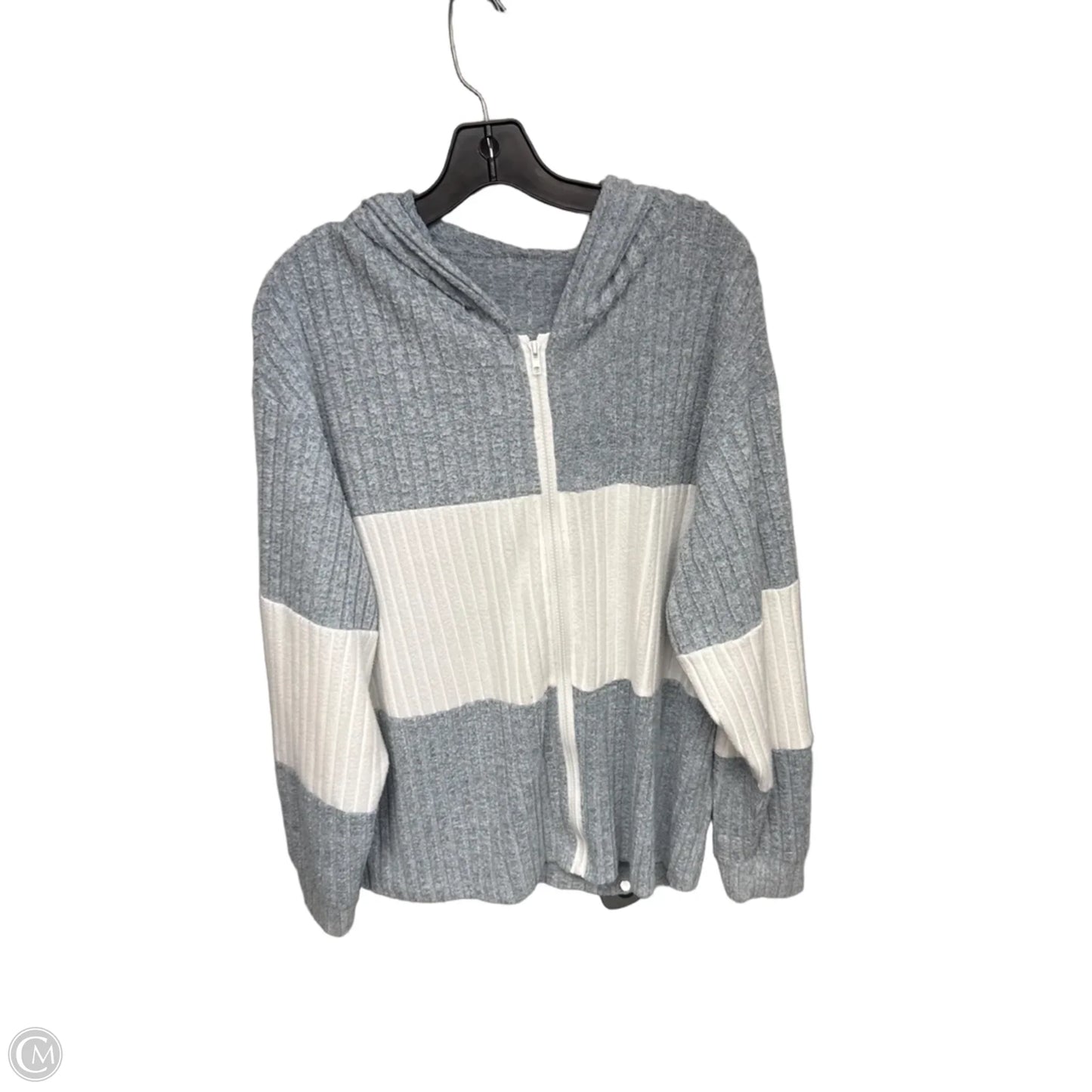 Cardigan By Clothes Mentor In Grey & White, Size: Xxl