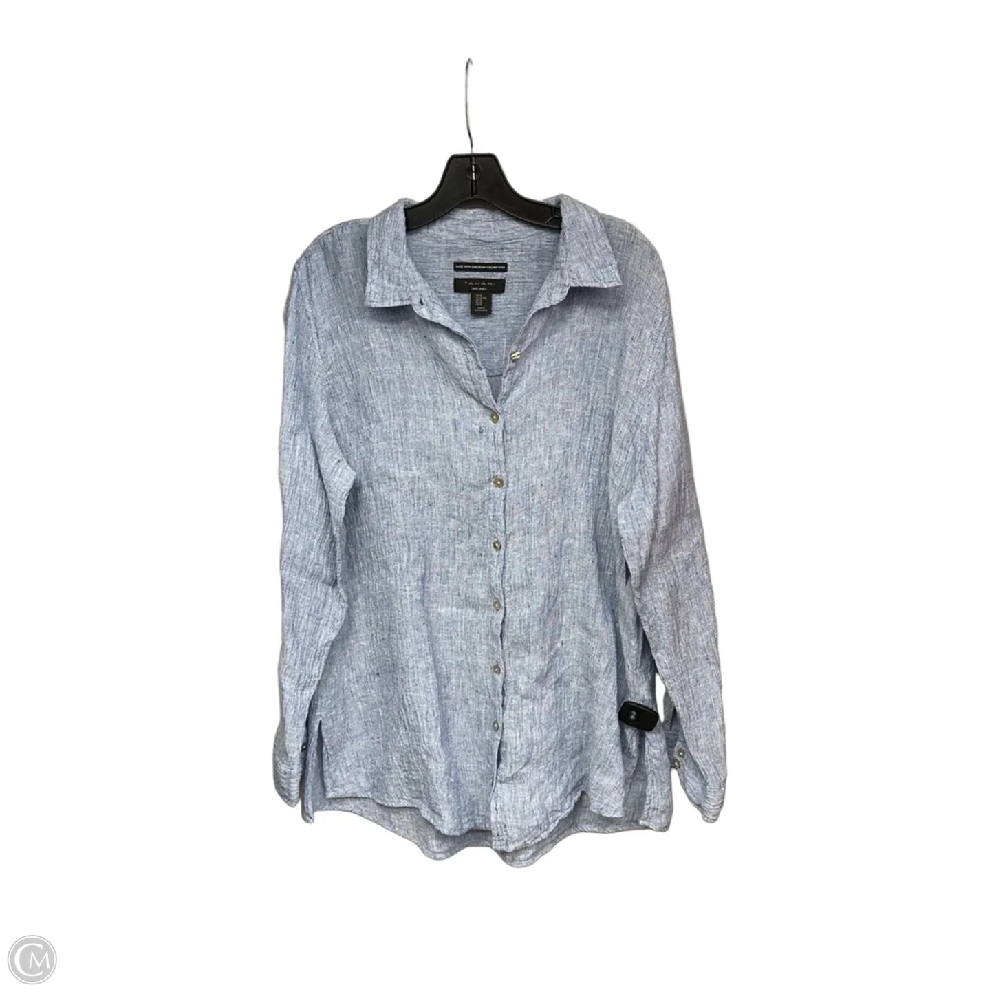 Top Long Sleeve By Tahari In Blue, Size: Xl