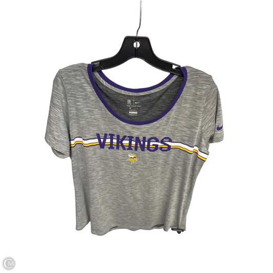 Athletic Top Short Sleeve By Nike Apparel In Grey & Purple, Size: L